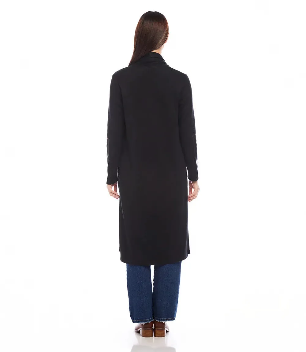Belita Black Faux Leather Patch Duster - Karen Kane 3L57505