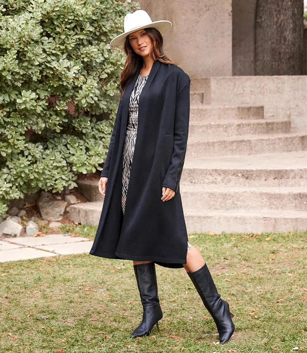Belita Black Faux Leather Patch Duster - Karen Kane 3L57505