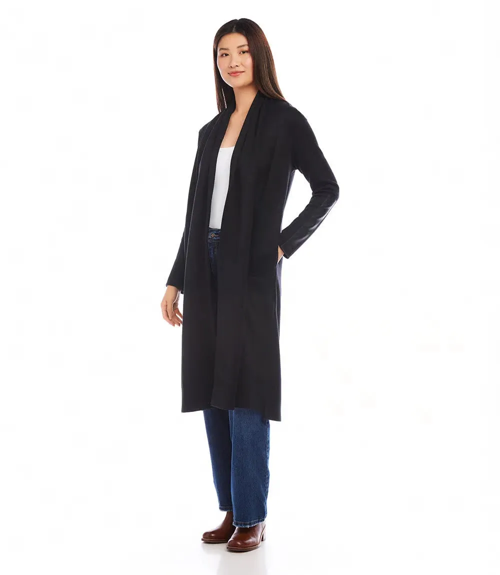 Belita Black Faux Leather Patch Duster - Karen Kane 3L57505