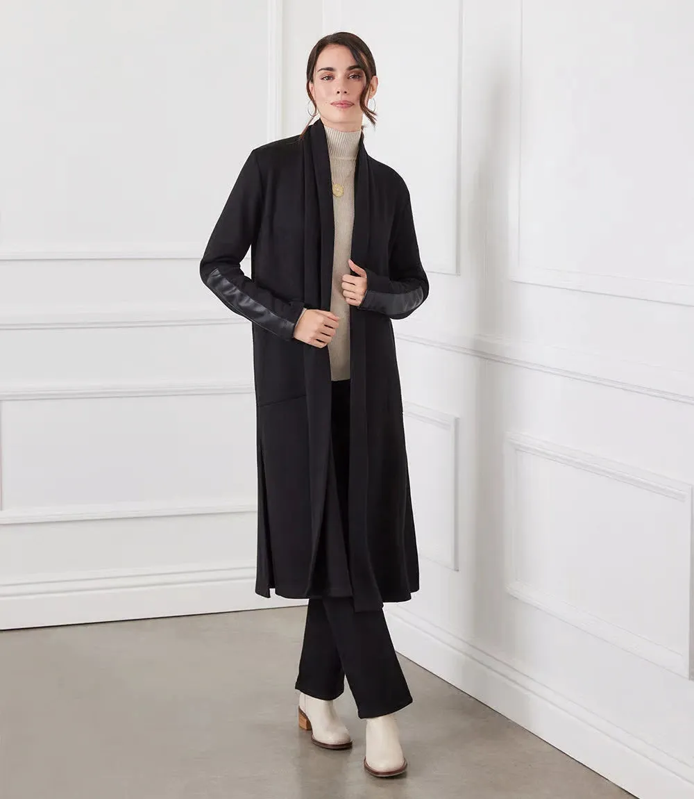 Belita Black Faux Leather Patch Duster - Karen Kane 3L57505