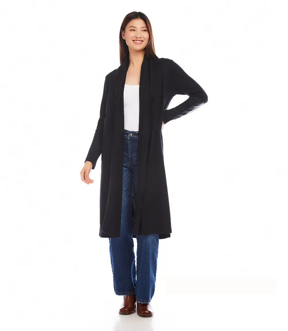 Belita Black Faux Leather Patch Duster - Karen Kane 3L57505