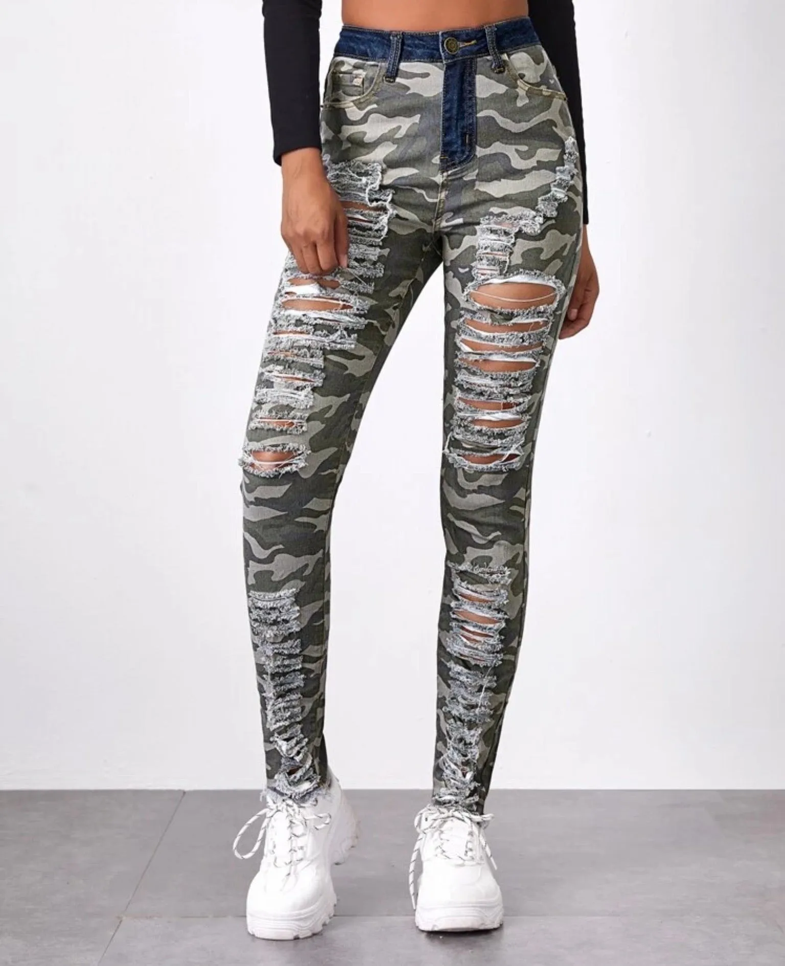 Camo Distressed Jeans