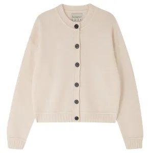 Cashmere Boxy Crew Cardigan in Oatmeal
