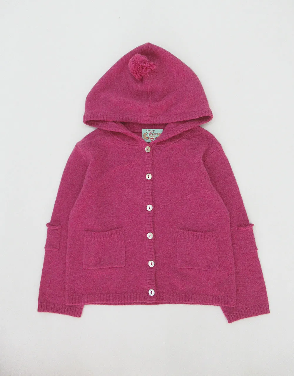 Cashmere Hooded Baby Cardigan in Berry