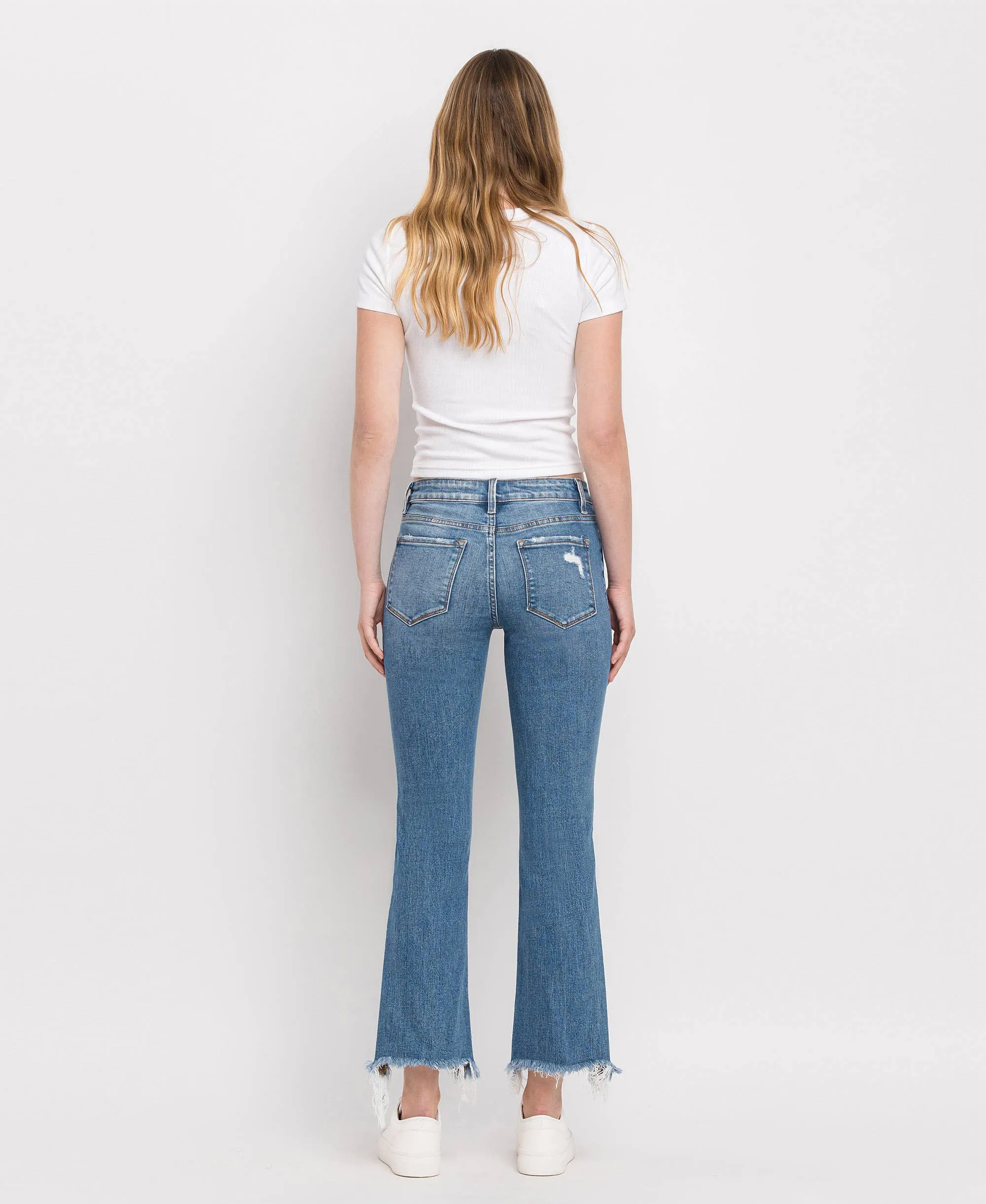 Flying Monkey Mid Rise Distressed Hem Ankle Bootcut Jean