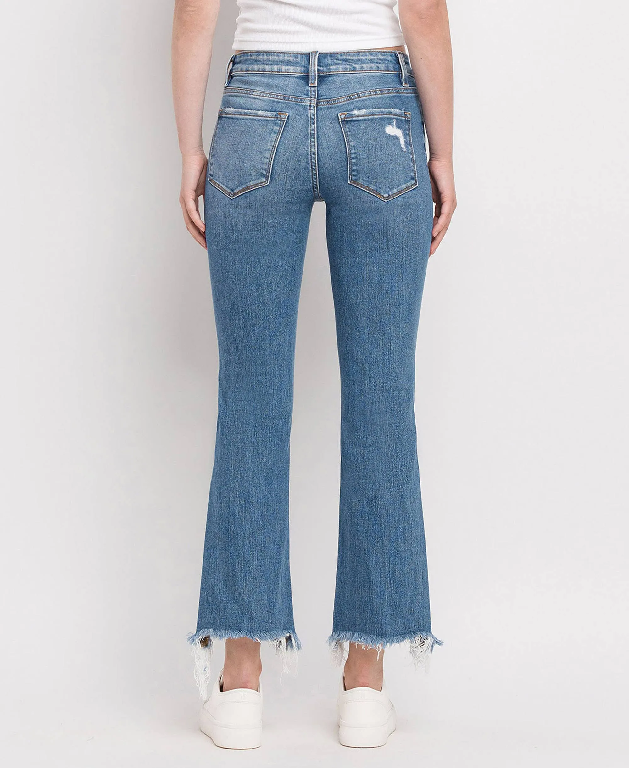 Flying Monkey Mid Rise Distressed Hem Ankle Bootcut Jean