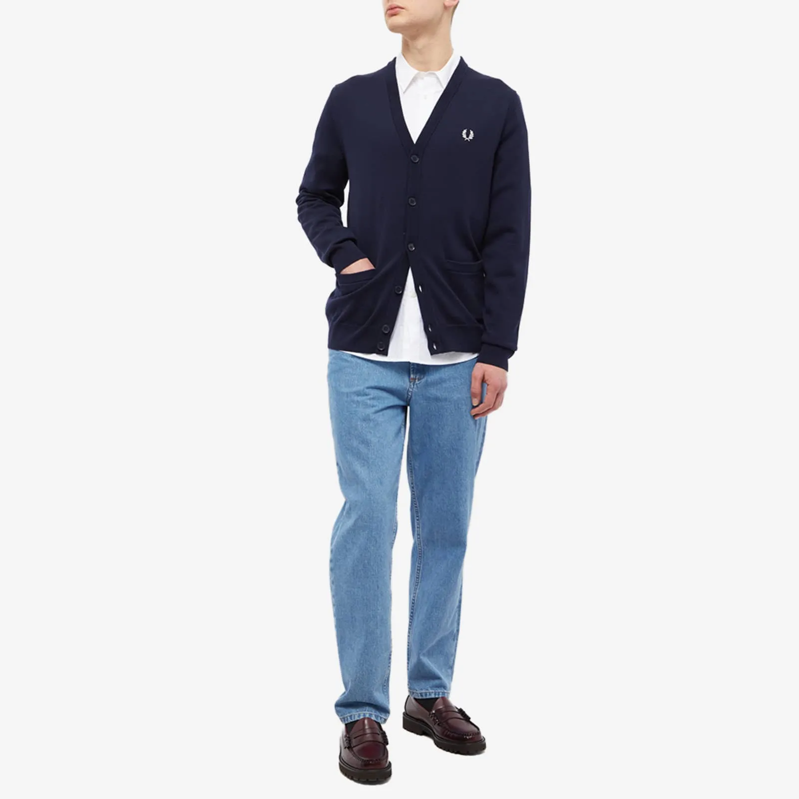 Fred Perry Merino Cardigan, navy blue