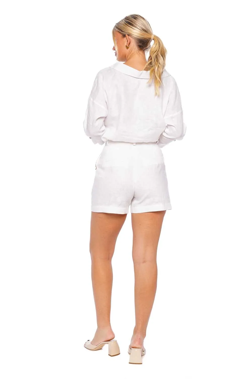 Granada Hand Embellished Linen Shorts