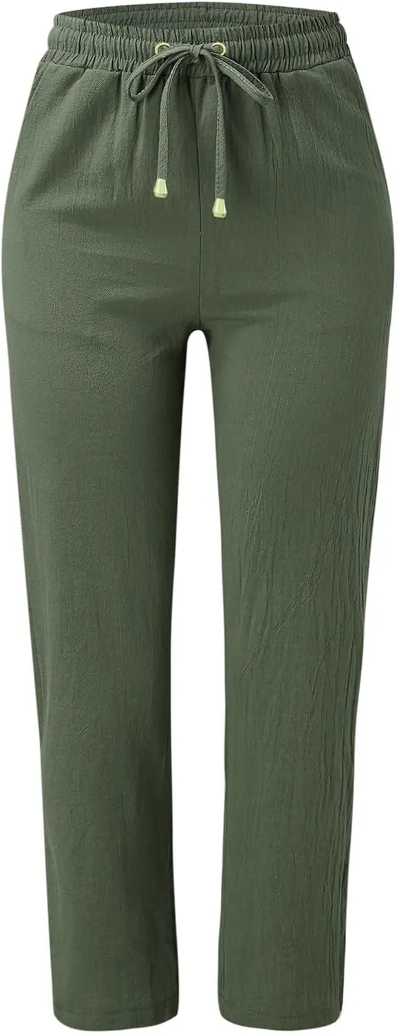 High Waisted Work Pants for Women Winter Knit Work Slacks with Pockets Barrel Pants Flare Leggings