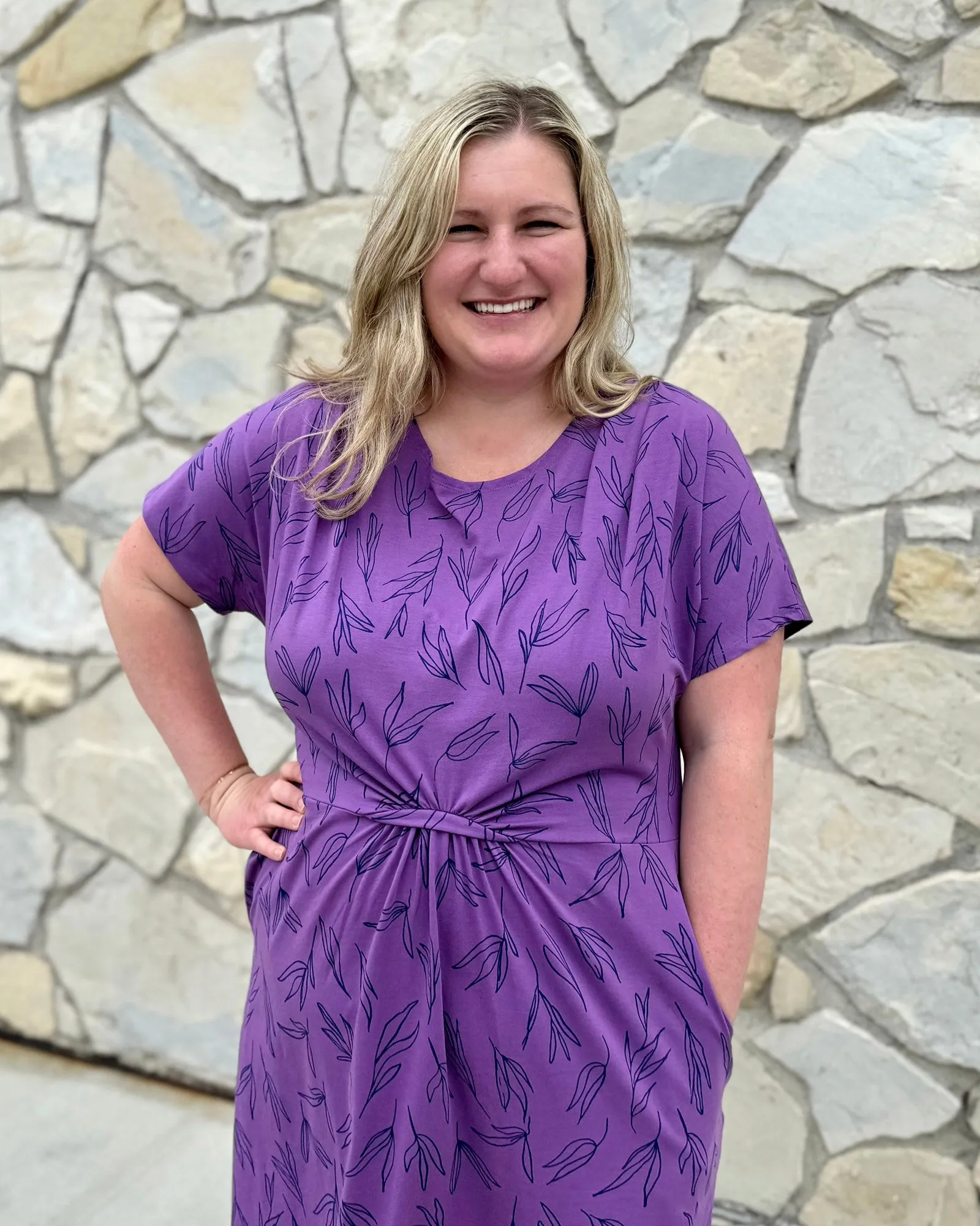 HOPE printed dress in Purple/Navy