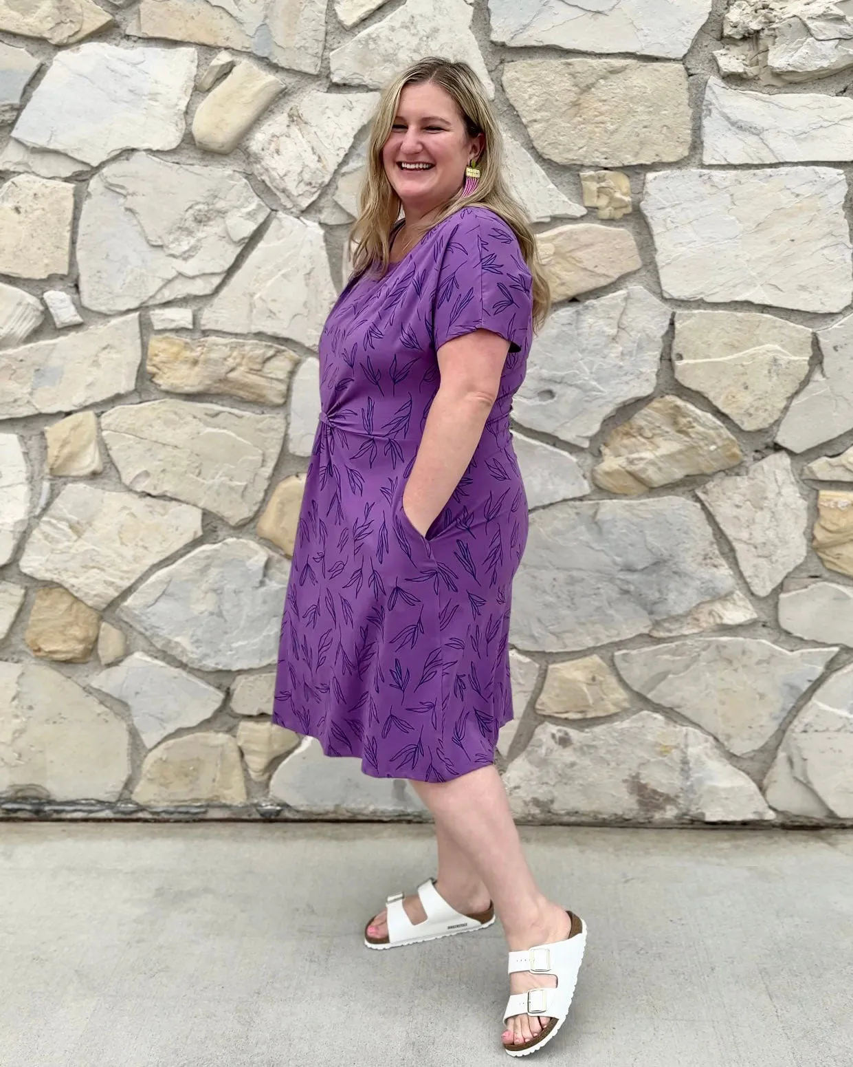 HOPE printed dress in Purple/Navy