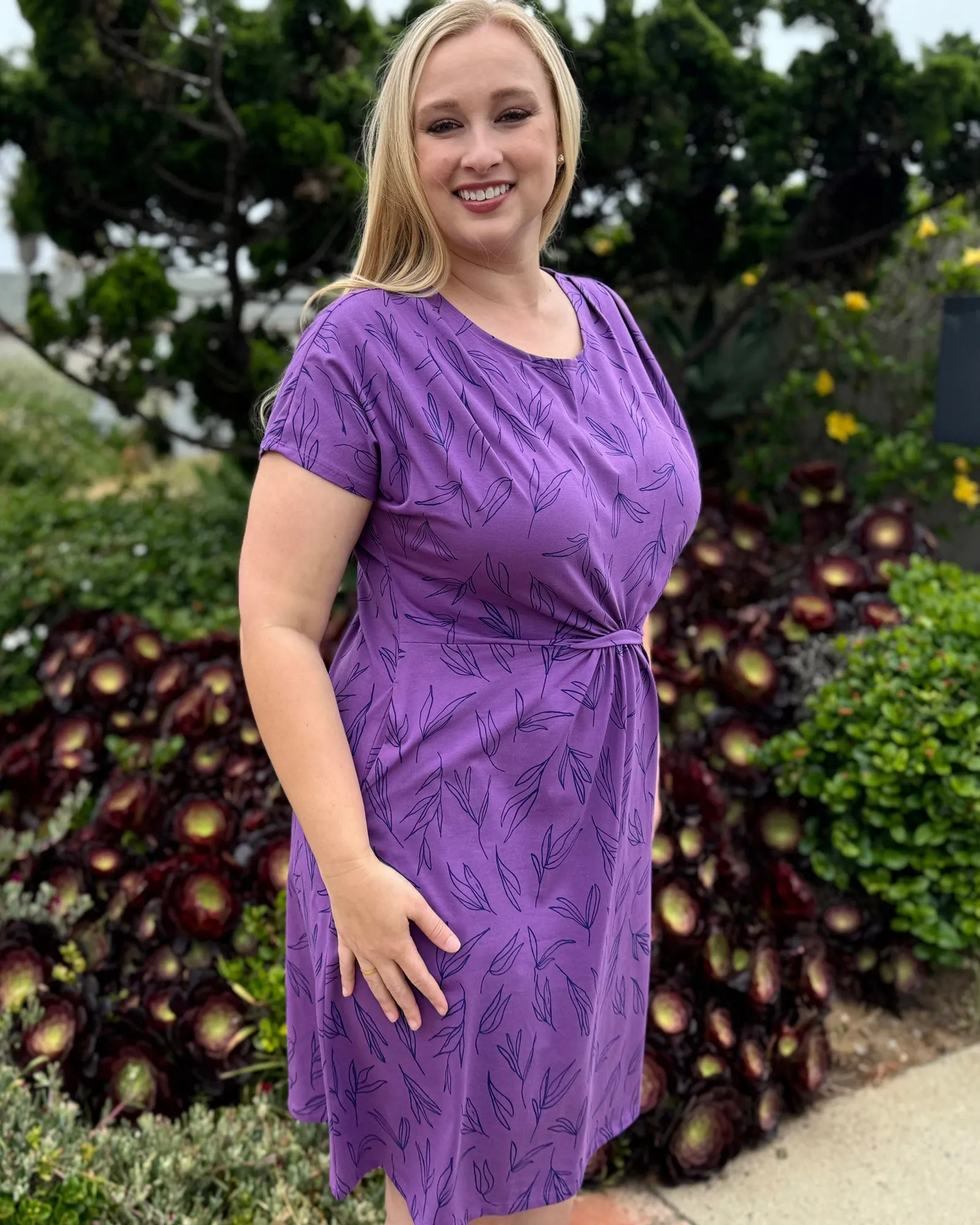 HOPE printed dress in Purple/Navy