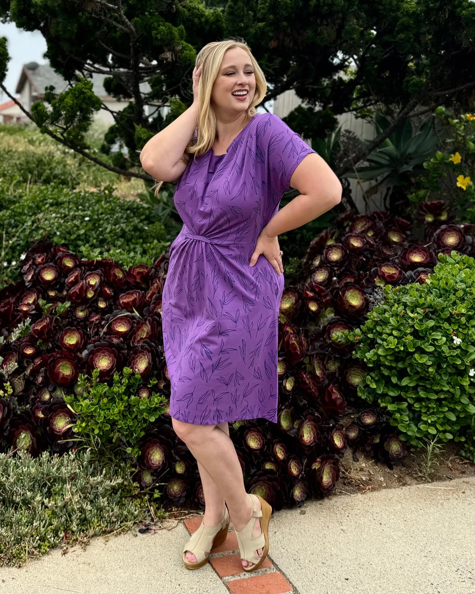 HOPE printed dress in Purple/Navy