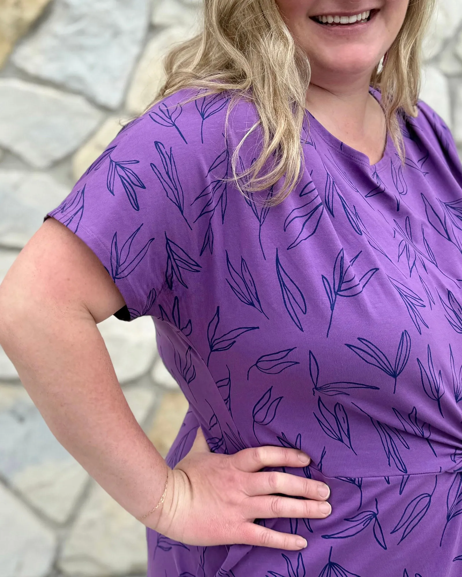HOPE printed dress in Purple/Navy