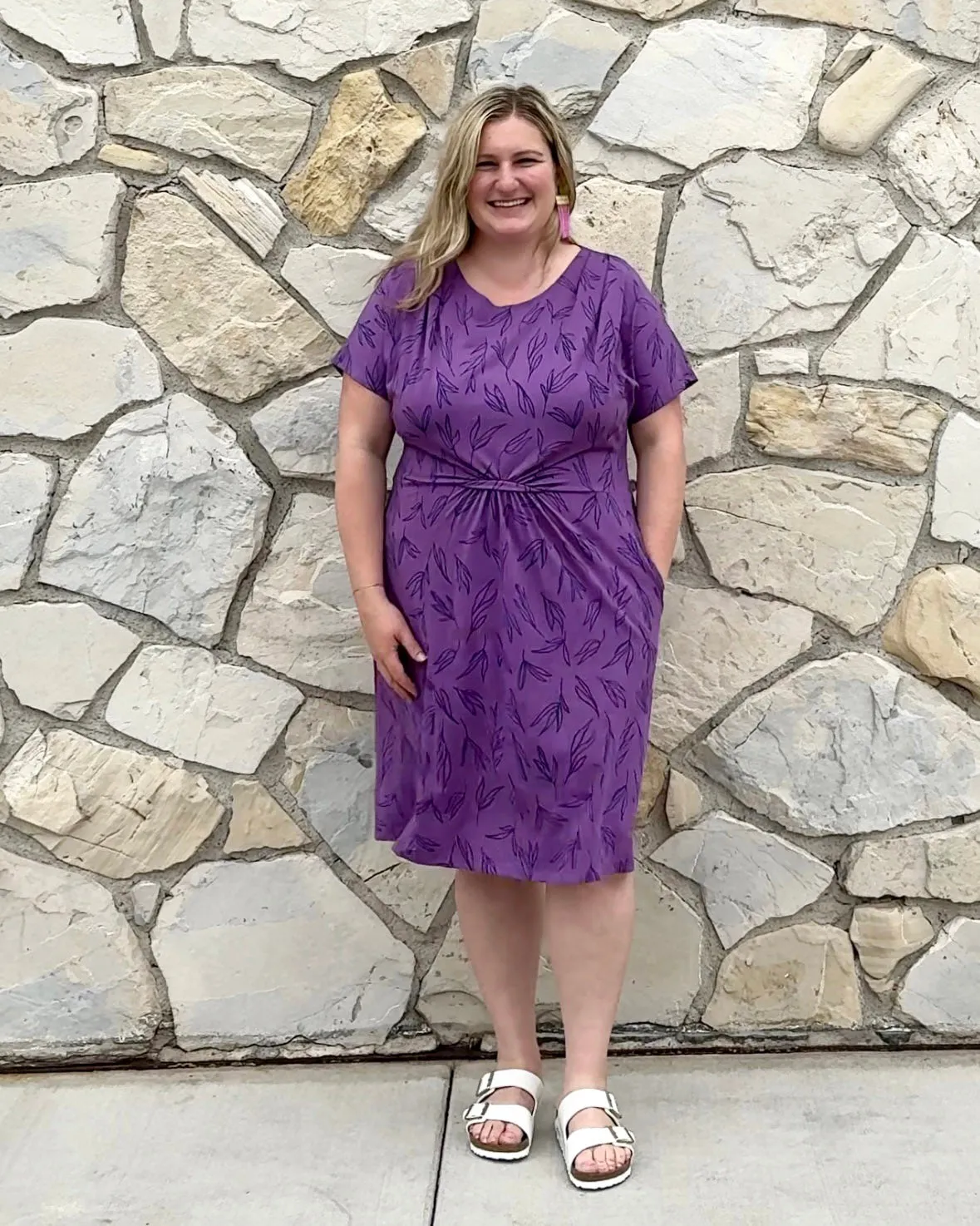 HOPE printed dress in Purple/Navy