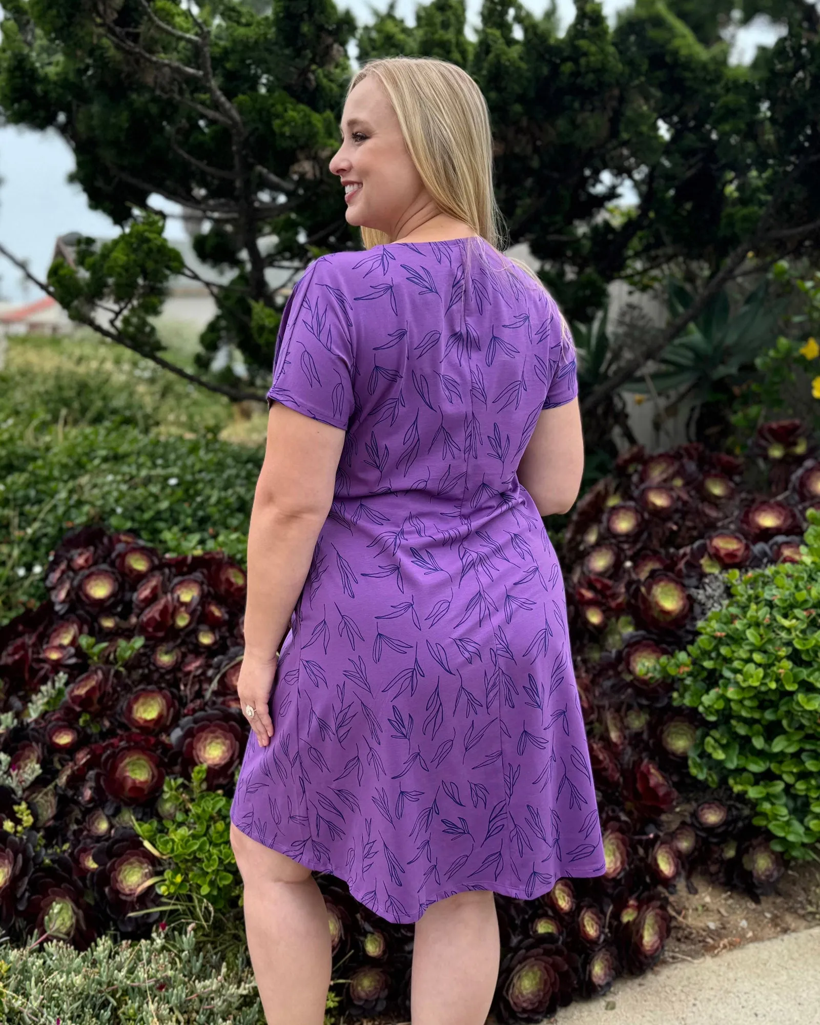 HOPE printed dress in Purple/Navy