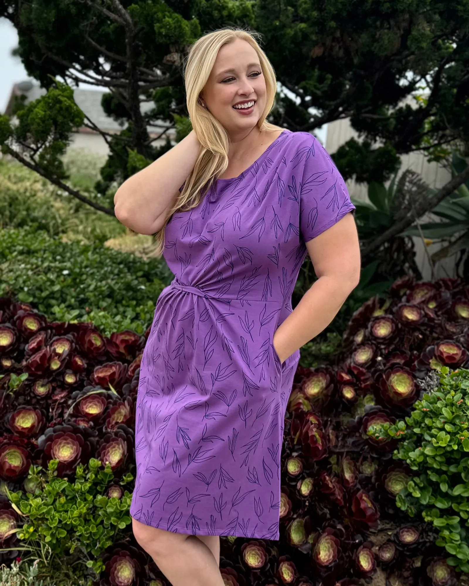 HOPE printed dress in Purple/Navy