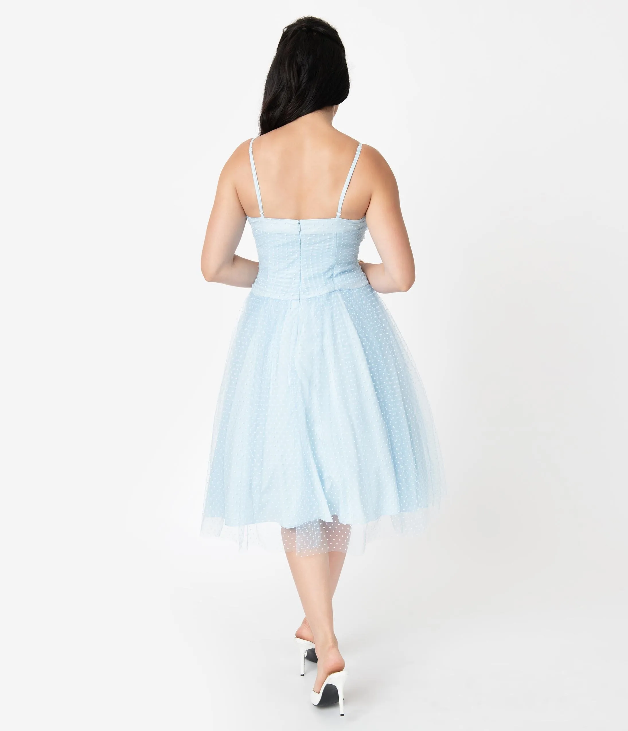 I Love Lucy x Unique Vintage Light Blue Honeymoon Swing Dress