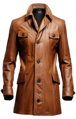 Men Stylish Brown Leather Coat - Men Leather Coat