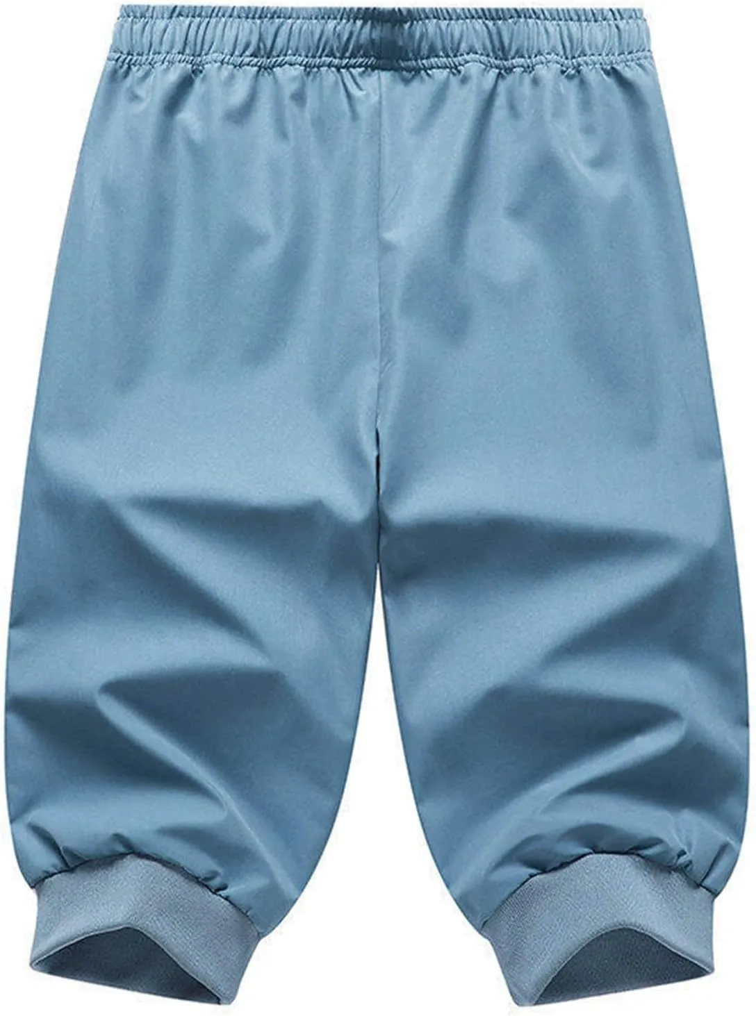 Mens Causal Shorts Slim Fit Elastic Waist Stretch Summer Athletic Shorts Lightweight Drawstring Athletic Hiking Capri Pants