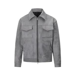 Men's Faux Suede Utility Zip-Up Jacket