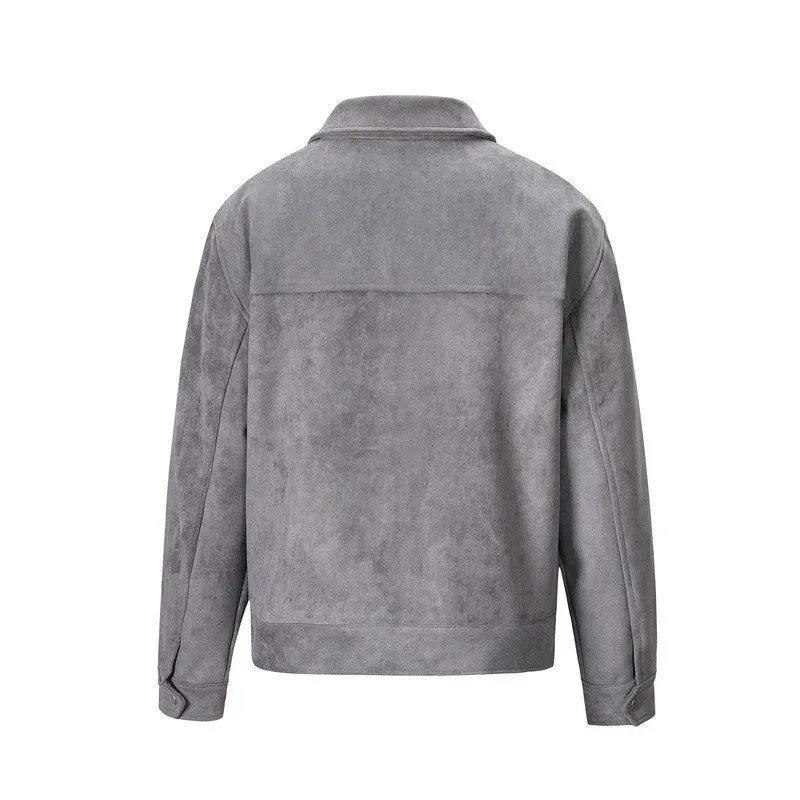 Men's Faux Suede Utility Zip-Up Jacket