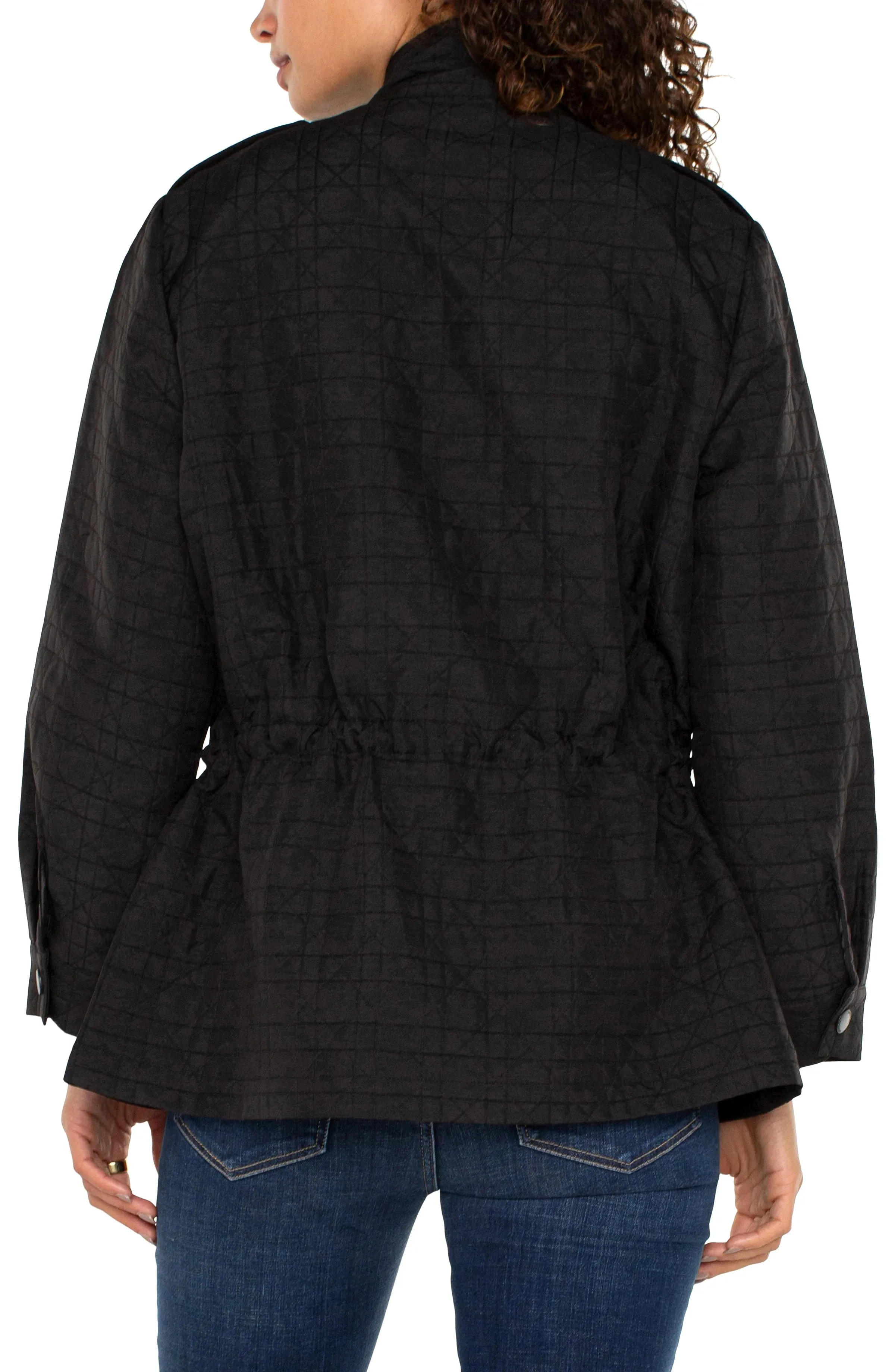 Quinlyn Quilted Utility Jacket in Black - Liverpool Los Angeles LM1B14QU4