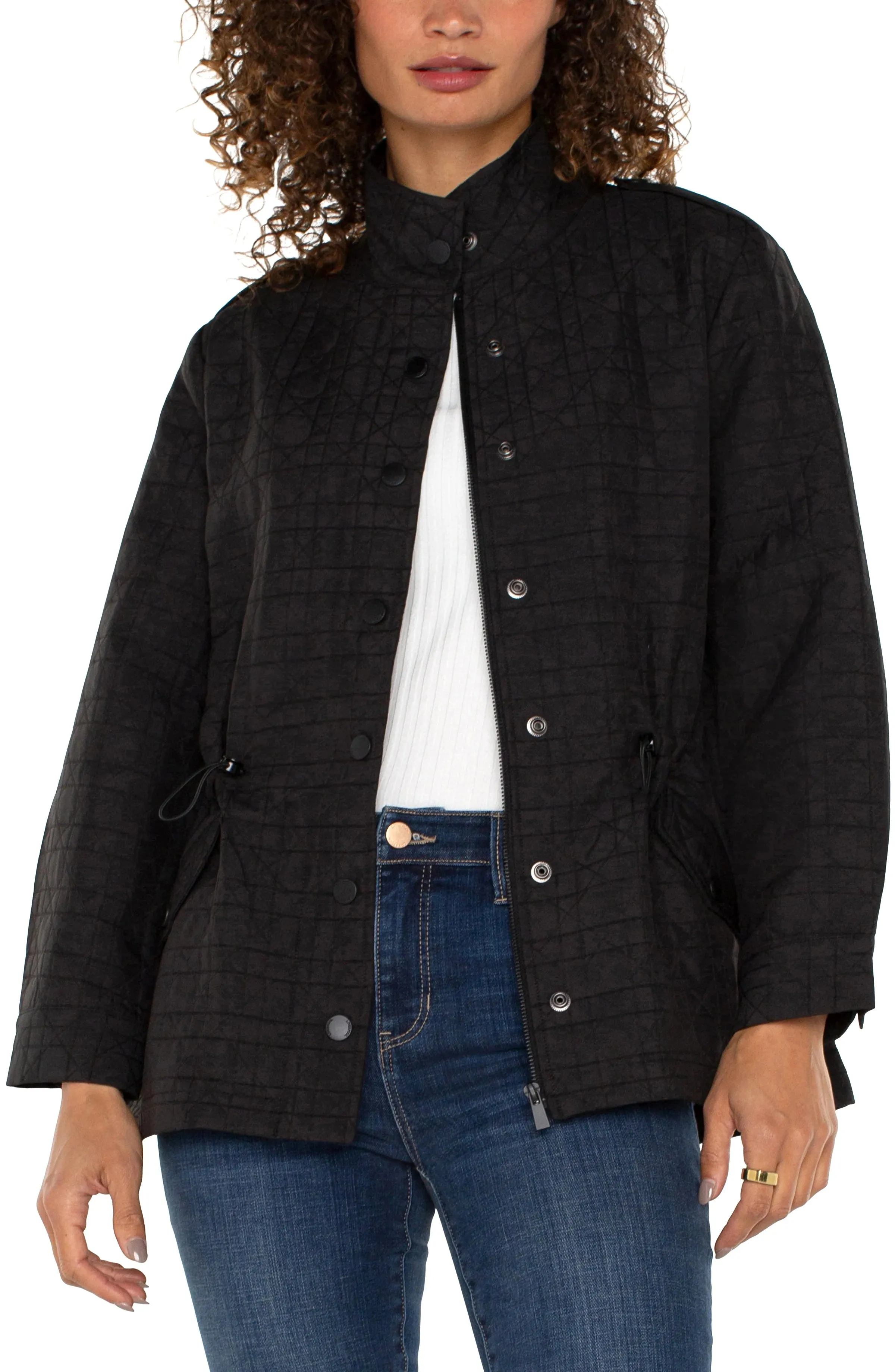Quinlyn Quilted Utility Jacket in Black - Liverpool Los Angeles LM1B14QU4