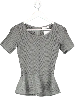 Sandro Grey Textured Peplum Top UK S