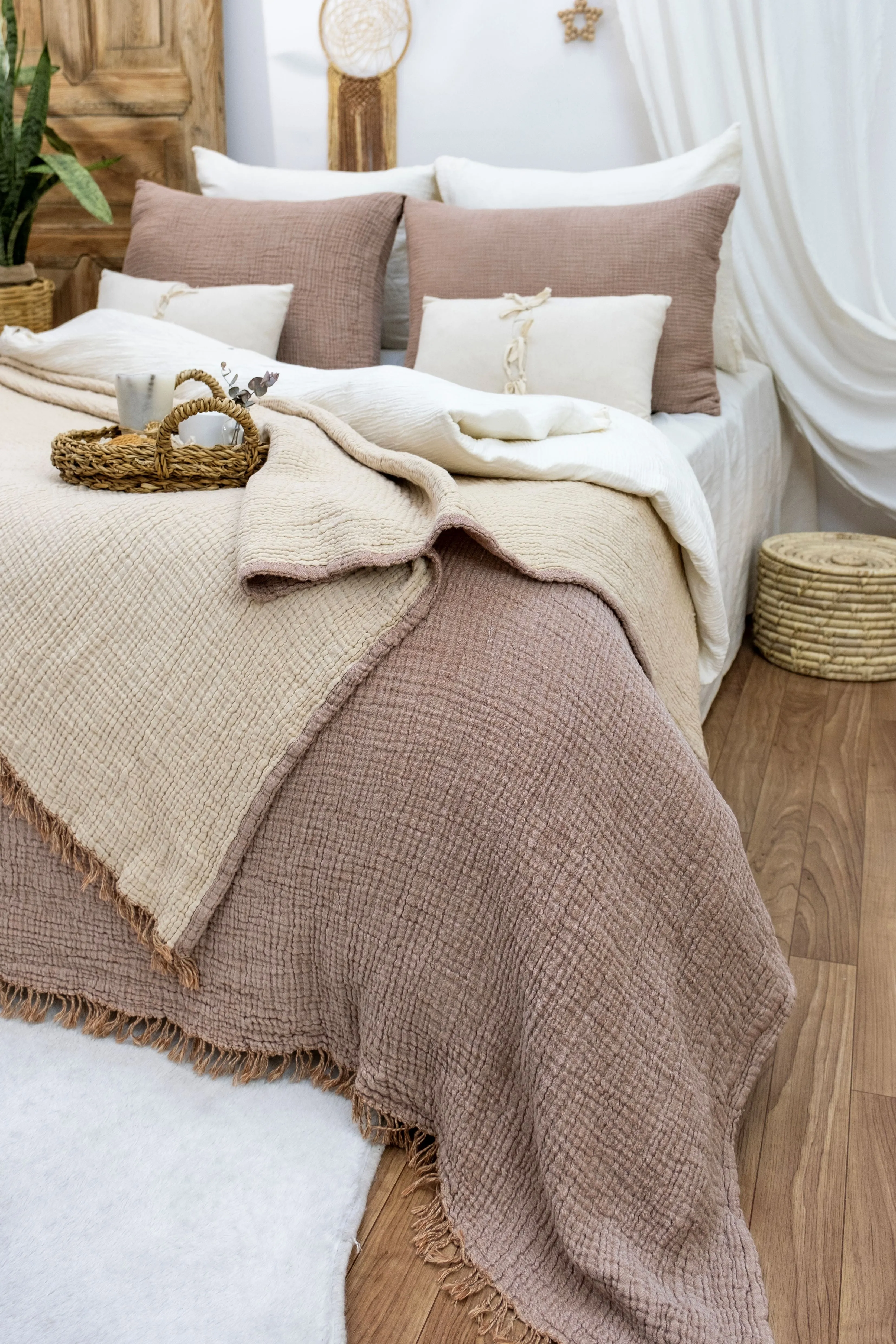 Serenity Soft Muslin Quilt - Mushroom Brown