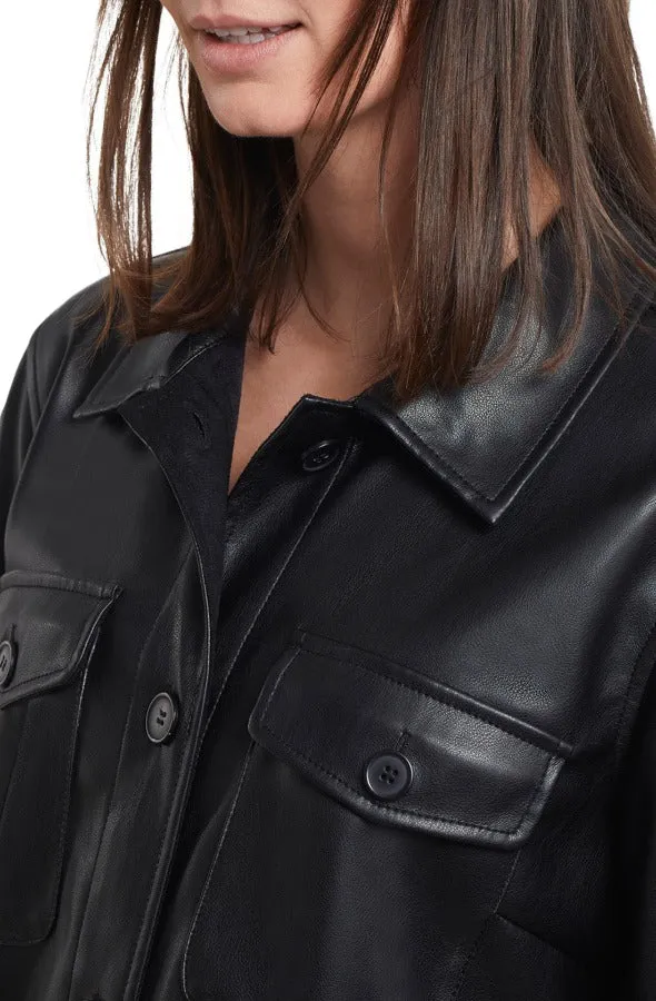 Shacket Black Faux Leather