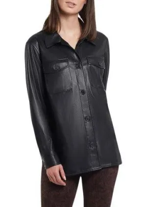 Shacket Black Faux Leather