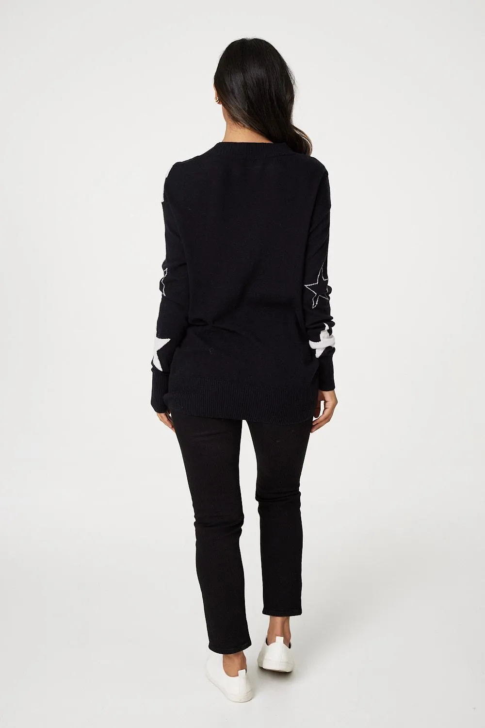 Star Print Relaxed Fit Knit Top