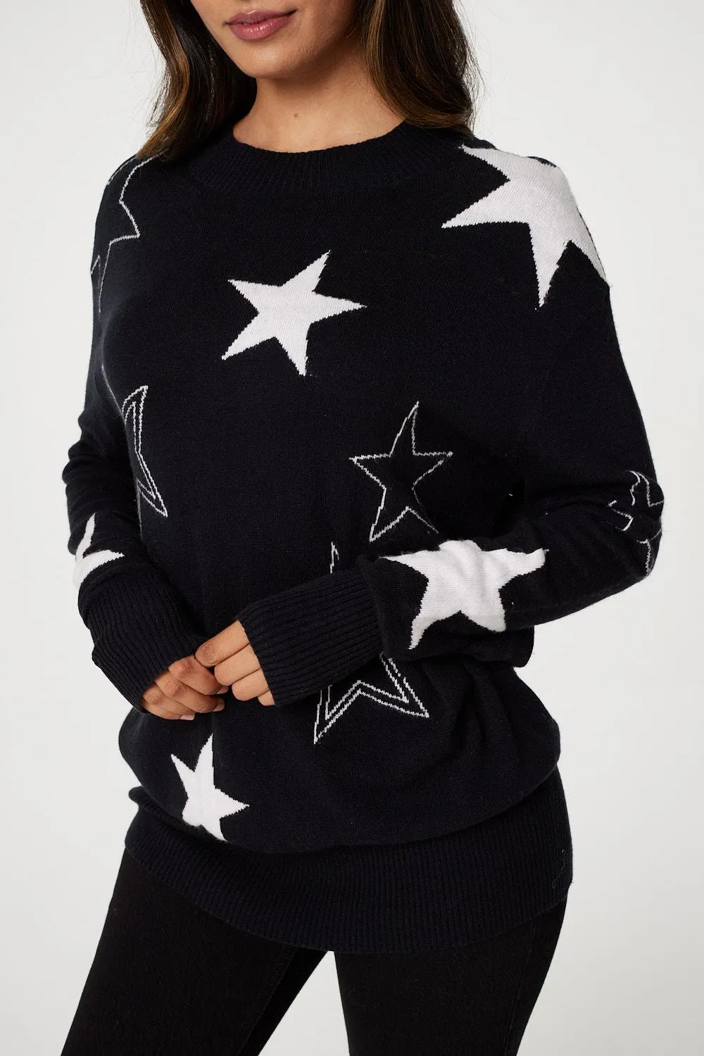 Star Print Relaxed Fit Knit Top