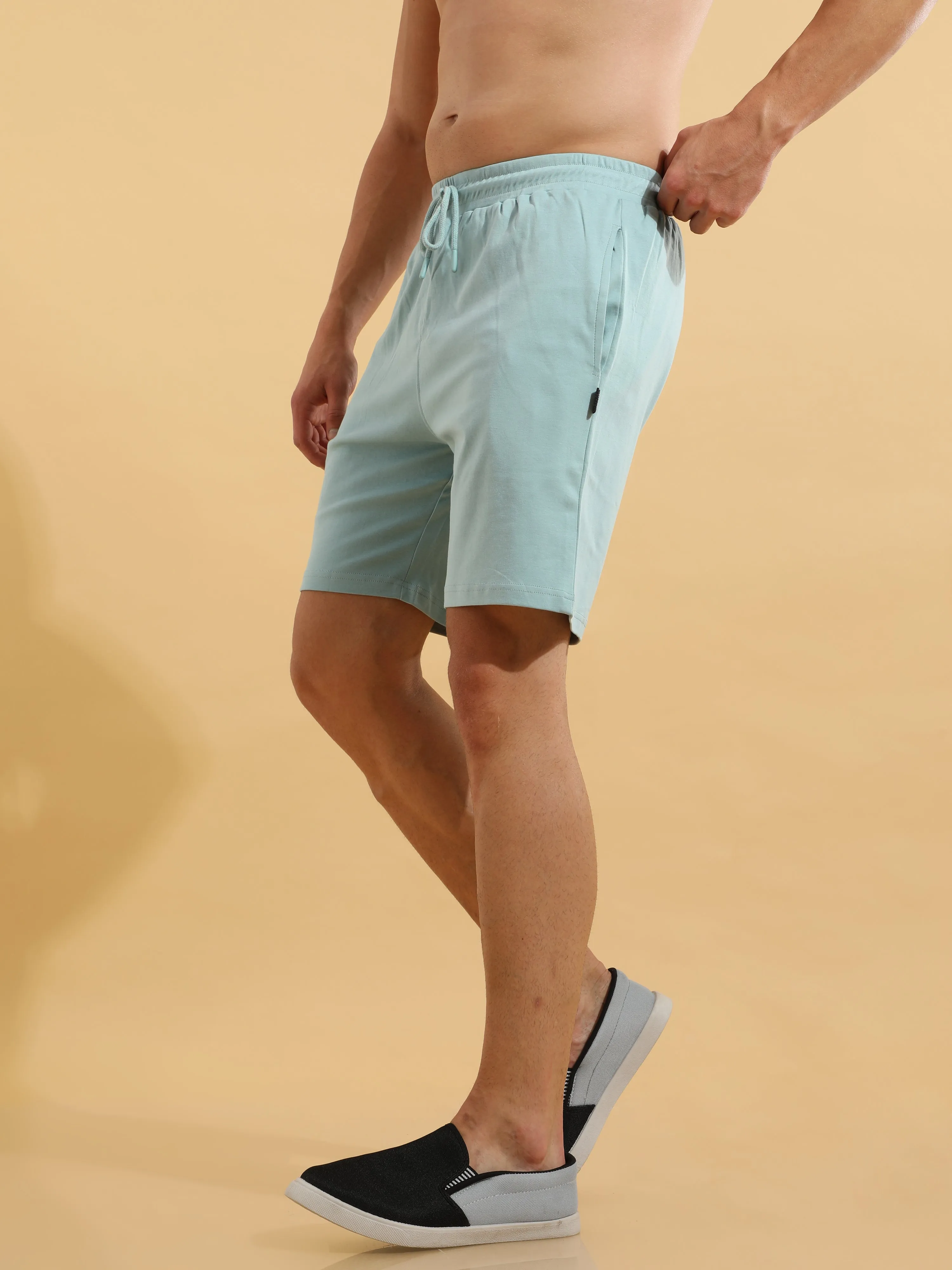 Stone Blue Cotton Shorts