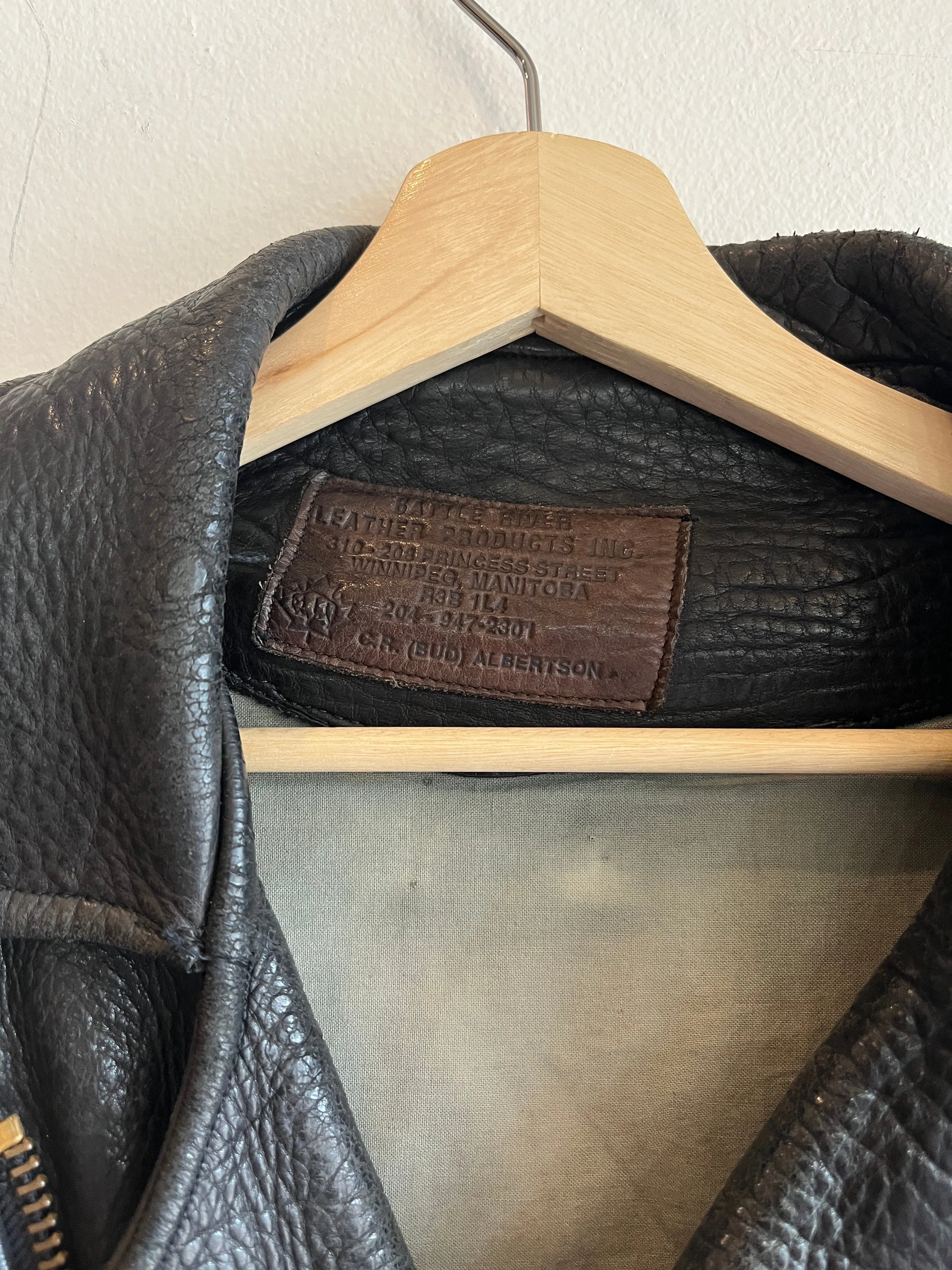 Vintage 1970s Brooks Leather Motorcycle Jacket
