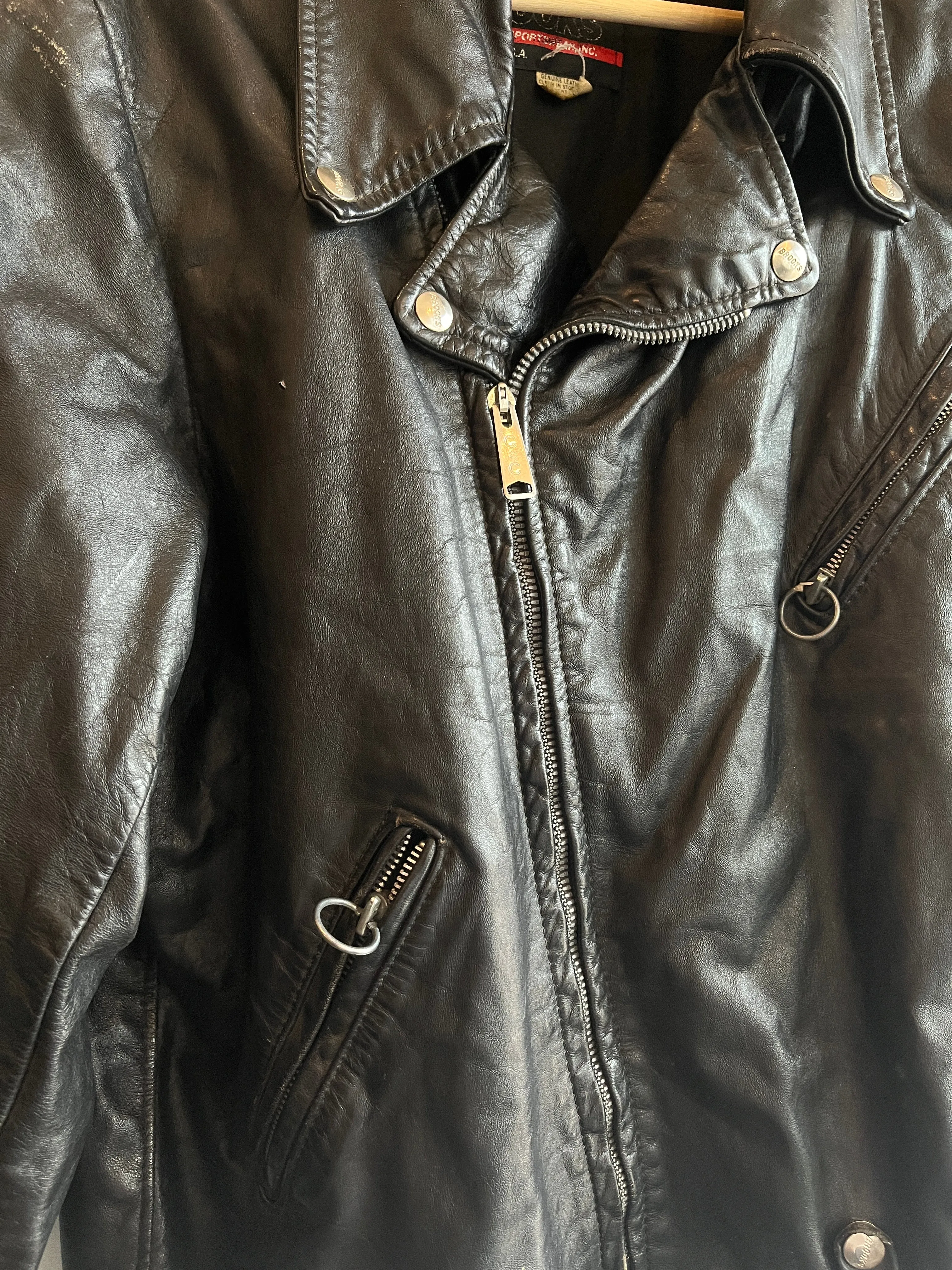 Vintage 1970s Brooks Leather Motorcycle Jacket