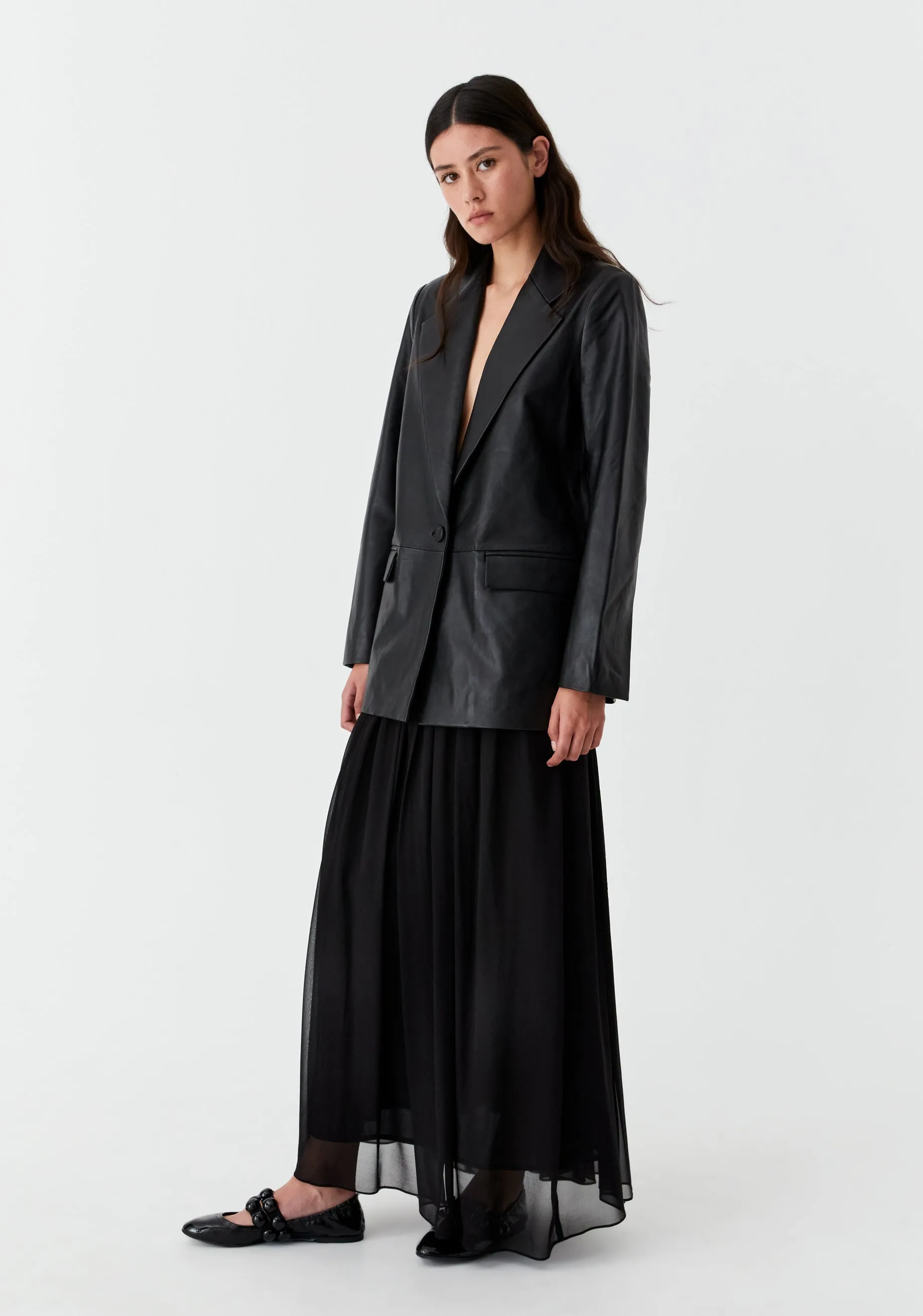 Westley Leather Blazer_Black