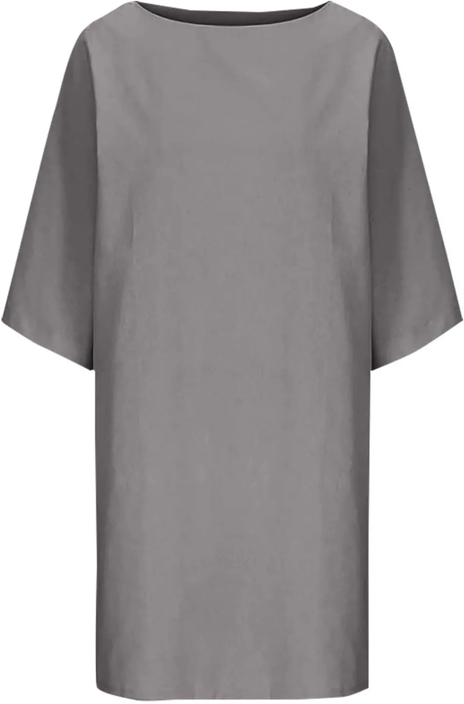 Women Summer Crew Neck Half Sleeve Midi Dress Casual Side Split Plus Size Wrinkle-Free Travel Vacation T Shirt Dress