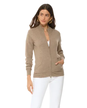 Women's Cashmere Zip Cardigan Taupe