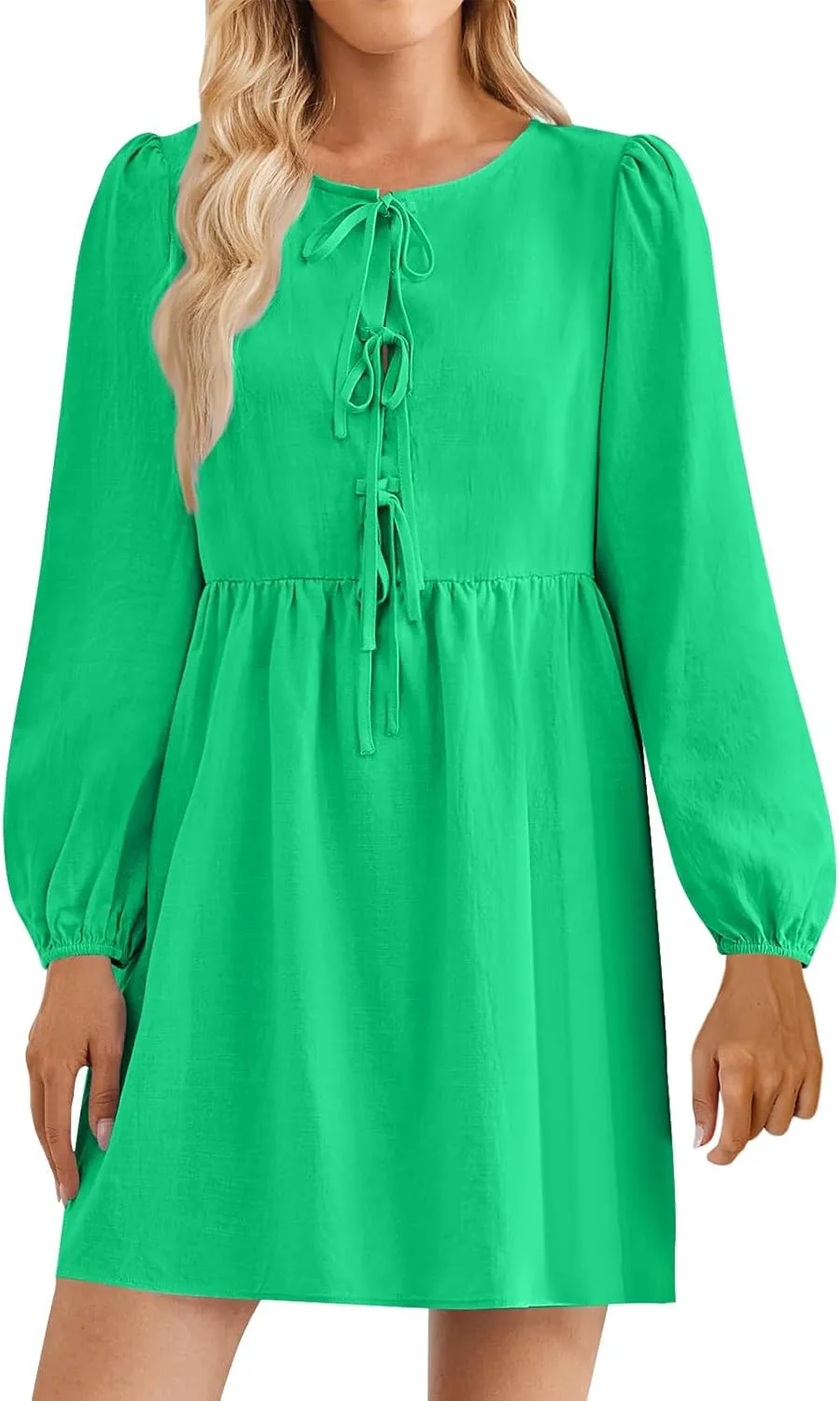 Womens Plus Size Fall Dresses Midi Trendy Lantern Long Sleeve Dress Elegant Solid Flowy Swing Cocktail Party Dresses