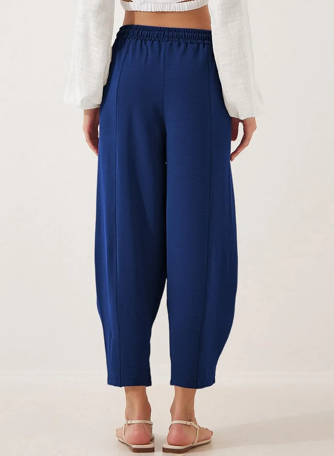 Women's Summer High Waisted Baggy Harem Pants Casual Ankle Length Trouser Slacks with Pockets