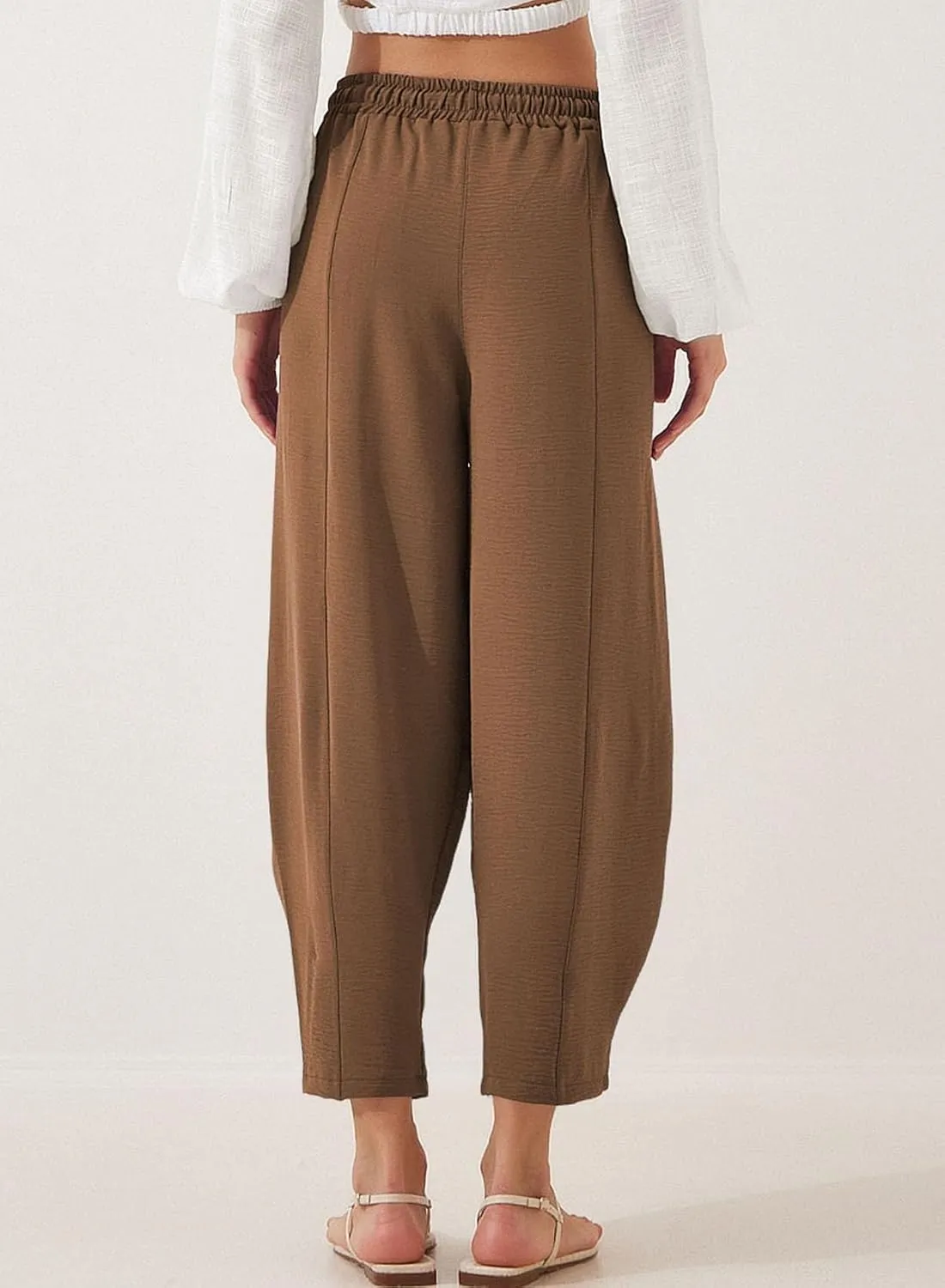 Women's Summer High Waisted Baggy Harem Pants Casual Ankle Length Trouser Slacks with Pockets