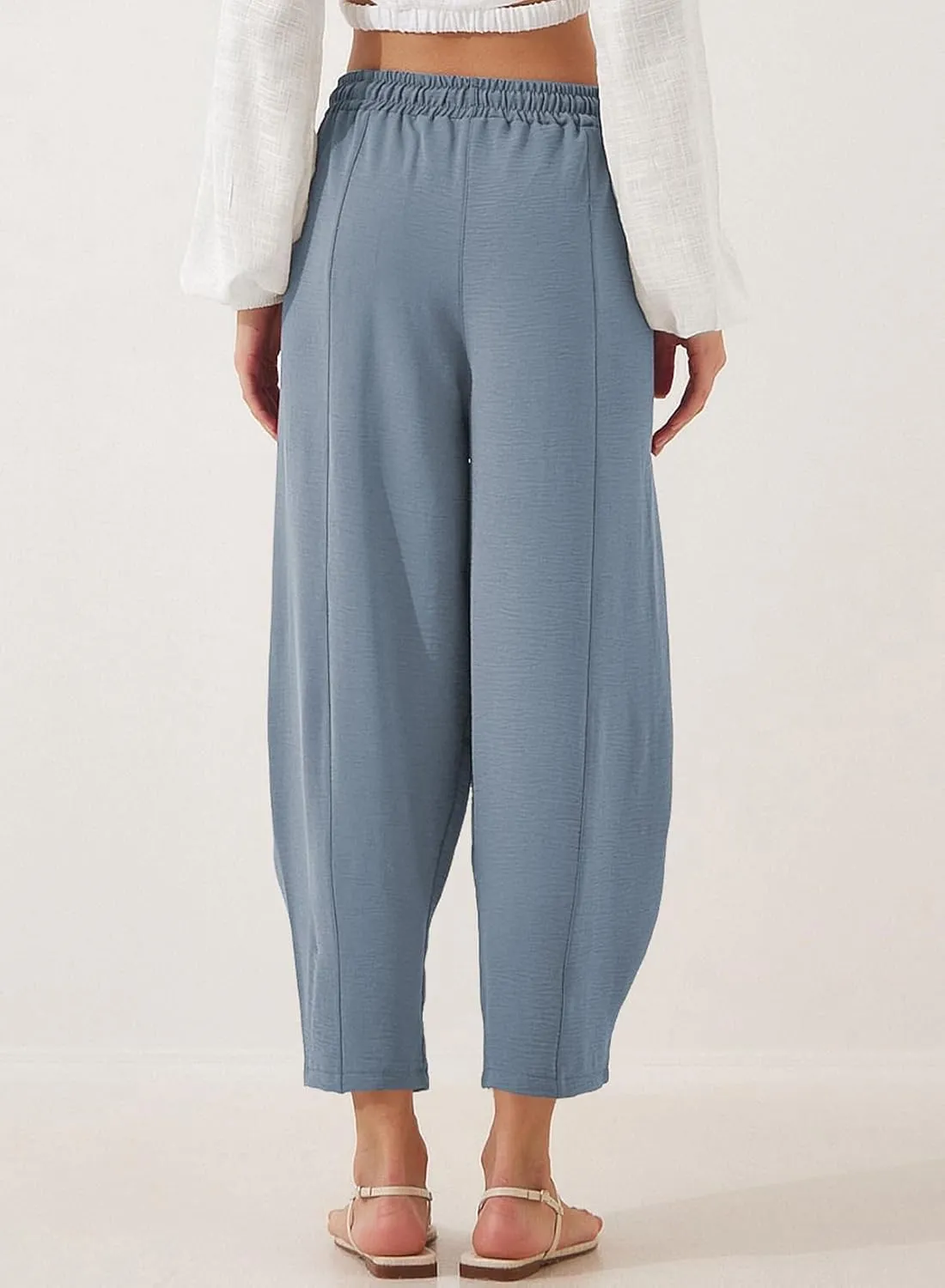 Women's Summer High Waisted Baggy Harem Pants Casual Ankle Length Trouser Slacks with Pockets